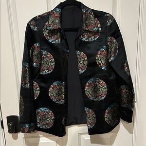 Elegant Reversable Black Patterned Women's Silk Jacket